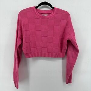 Hollister Pink Checkerboard Cropped Sweater XS